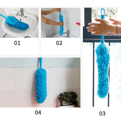 Soft Microfiber Duster with Extension Hole for Further Reach, Feather Duster Flexible, Bendable for Interior Roof, Ceiling Fan, Cobweb Duster, Hypoallergenic Large Microfiber Head - Wet or Dry Use
