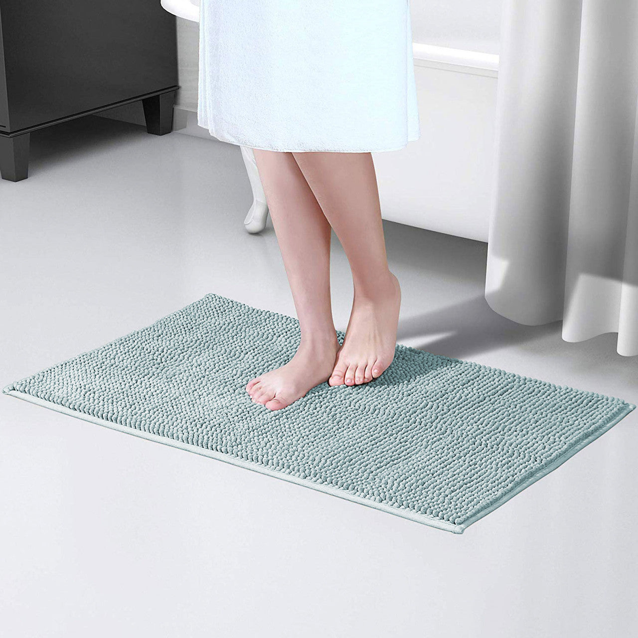 Non-Slip Shower Mat Bathroom Rug Mat, 19.631 inch, Extra Soft and Absorbent Shaggy Rugs, Machine Wash Dry, Perfect Plush Carpet Mats for Tub, Shower, Bath Room(Light Blue)