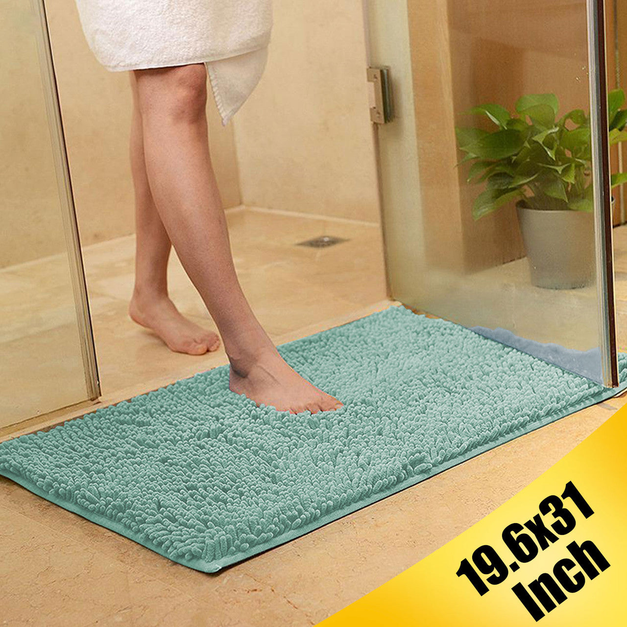 Non-Slip Shower Mat Bathroom Rug Mat, 19.631 inch, Extra Soft and Absorbent Shaggy Rugs, Machine Wash Dry, Perfect Plush Carpet Mats for Tub, Shower, Bath Room(Light Blue)