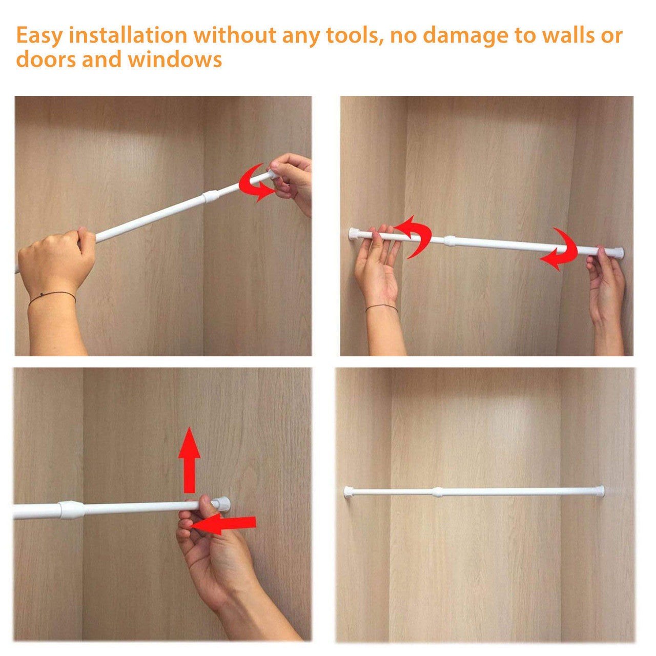 Adjustable Tension Rods 11.8" to 27.6", 1Pcs Spring Tension Rods, Extension Spring Rods Closet Rod Cupboard Bars Tensions Rod for Windows,Kitchen, Bathroom,Cupboard,Wardrobe (White)