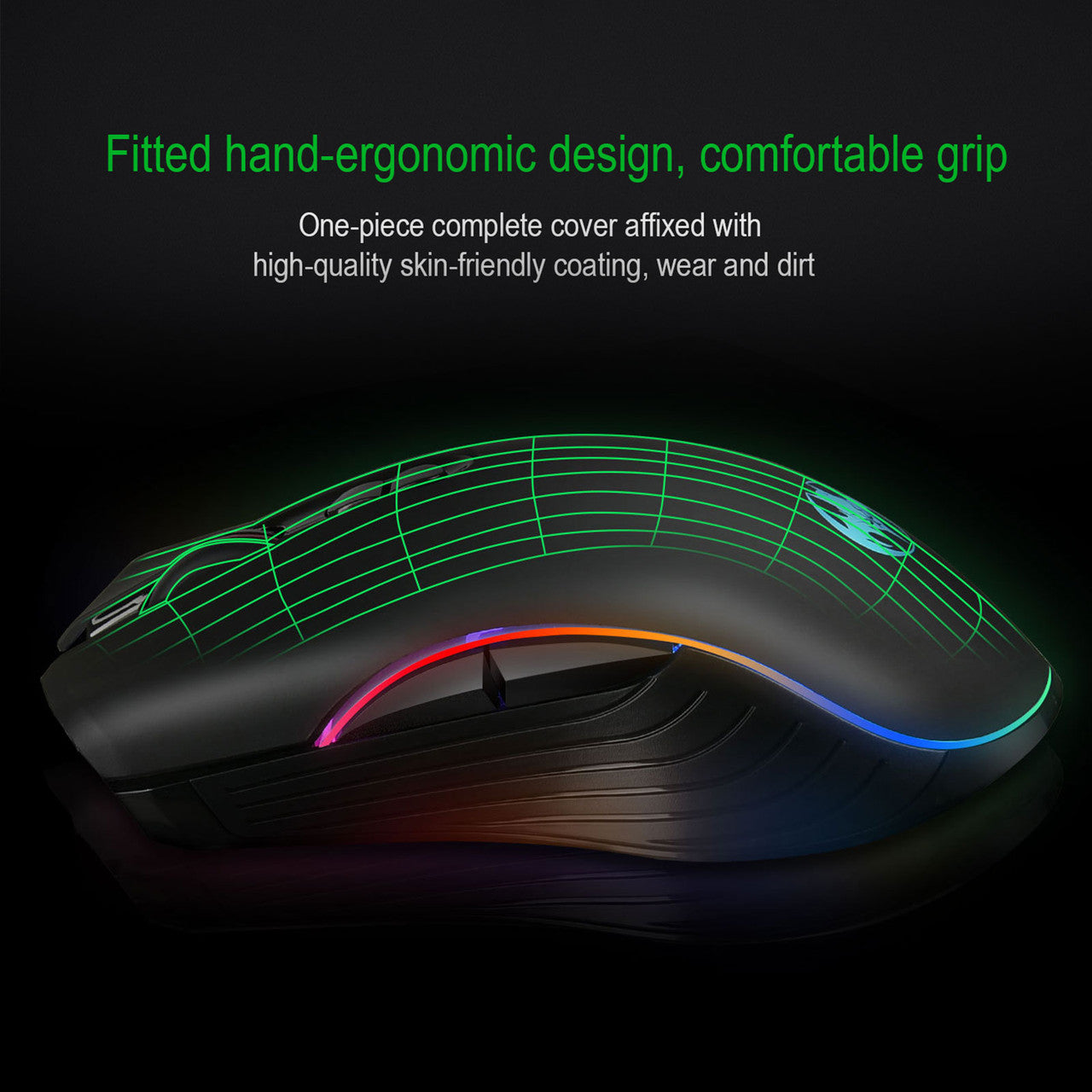 2.4G Ergonomic Wireless Optical Mouse with USB Nano Receiver for Laptop, PC, Computer, Notebook, 6 Buttons, 1600DPI, 3 Adjustment Levels, Built-in Rechargeable Battery w/Charging Cable, Black