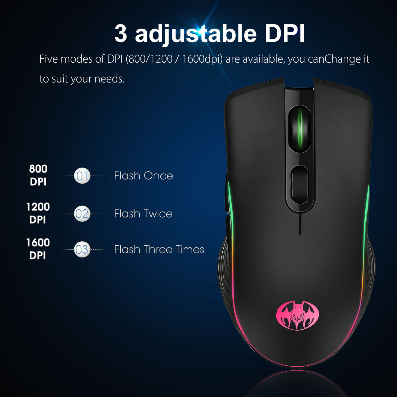 2.4G Ergonomic Wireless Optical Mouse with USB Nano Receiver for Laptop, PC, Computer, Notebook, 6 Buttons, 1600DPI, 3 Adjustment Levels, Built-in Rechargeable Battery w/Charging Cable, Black