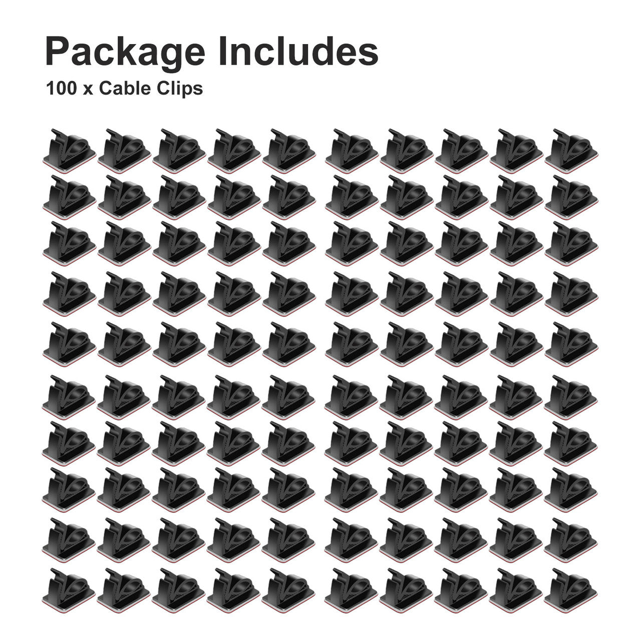 Cable Clips with Strong Adhesive Tapes, Wire Holder Organizer Cord Management for Car, Office and Home, Desk Accessories, Home, Nightstand, Black, 100pcs