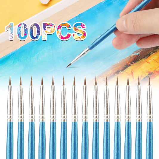 Detail Paint Brushes, Miniature Art Brush Fine Detail Brushes Tiny Fine Painting Brush Nylon Hair for Oil, Watercolor, Face, Nail, Acrylic, Line Drawing, Scale Model Painting Tools, 100Pcs