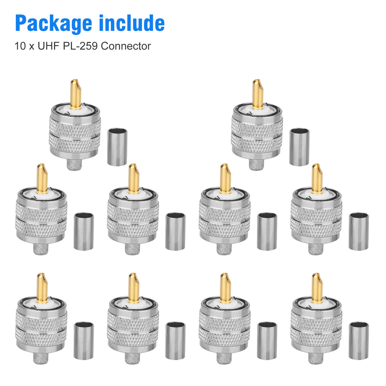 RG8X Male Wire Connectors for Electronic Equipment, Radios, 10 Pack