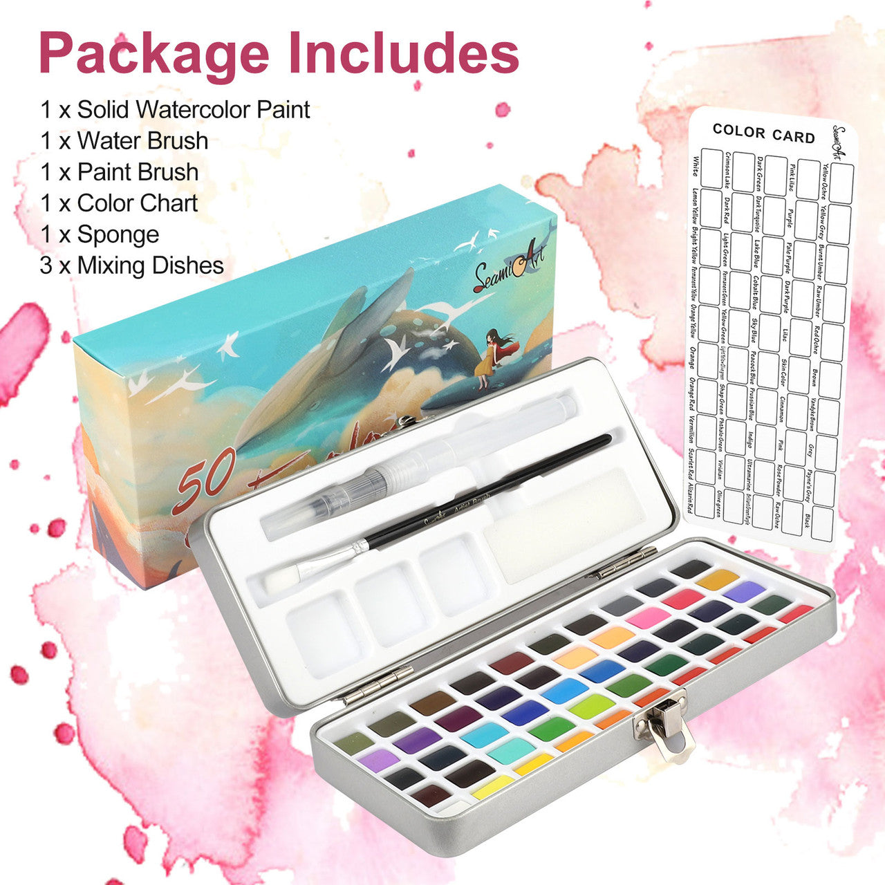 Watercolor Painting Set for Painting, DIY, Hobby, etc. , 50 Colors