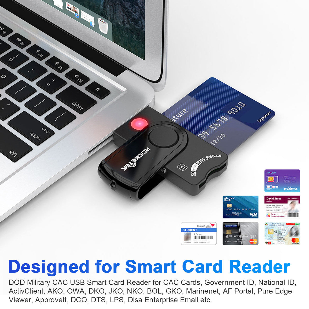 7 in 1 USB Smart Card Reader, Compact and Portable