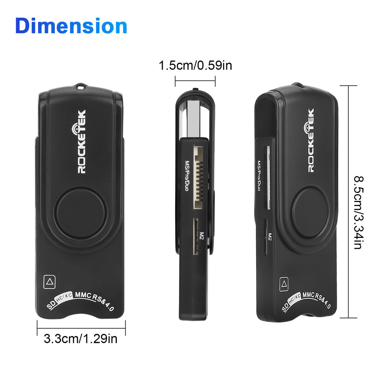 7 in 1 USB Smart Card Reader, Compact and Portable