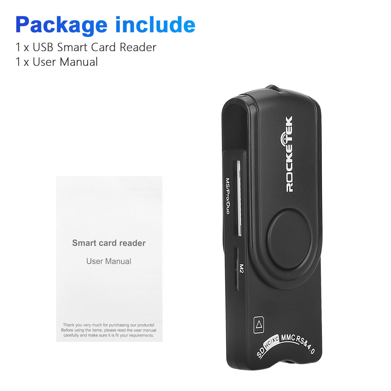 7 in 1 USB Smart Card Reader, Compact and Portable