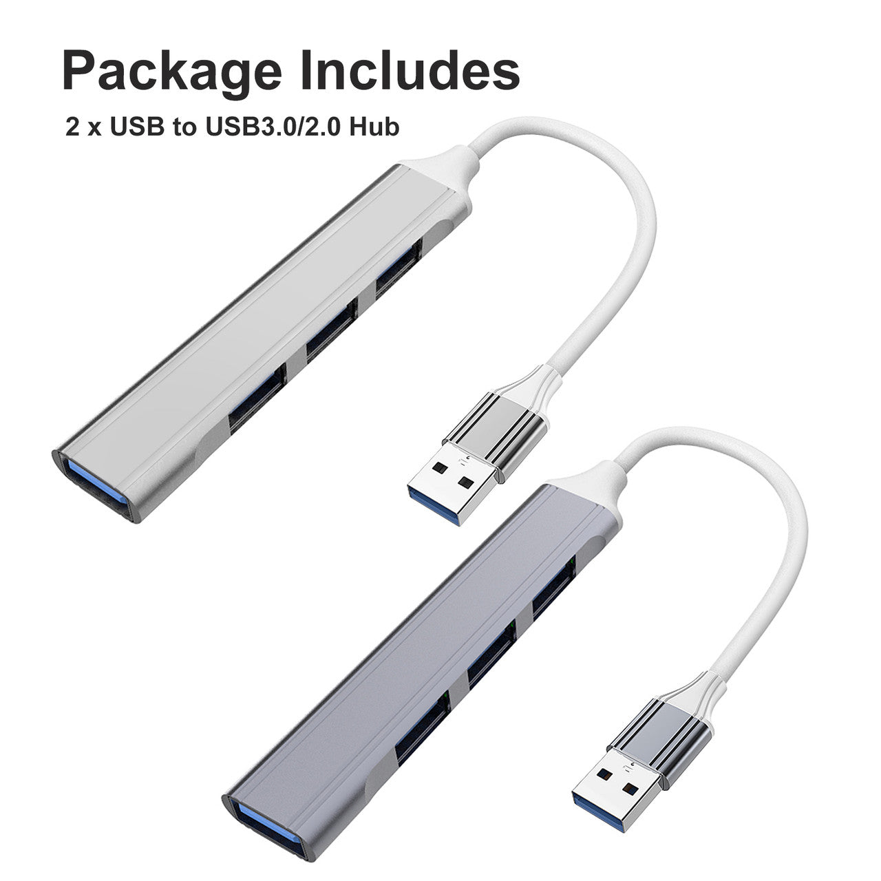 4 Ports USB 3.0 Hub with an All-Aluminum Body and Suitable for Phone and Computer Data Transmission