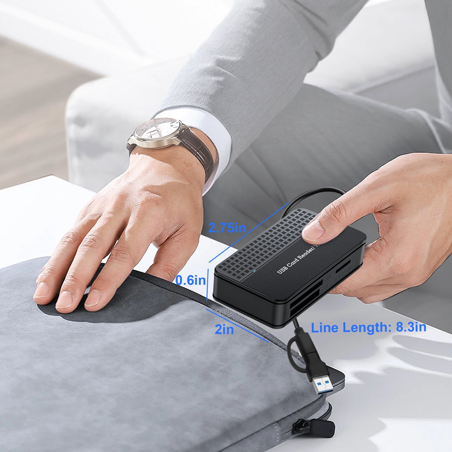 4-in-1 USB Card Reader/Writer - Compact High-speed Usb 3.0 Multi Card Reader for SD/SDHC, Micro SD, CF, XD, MS/Pro & Duo Cards (Black)