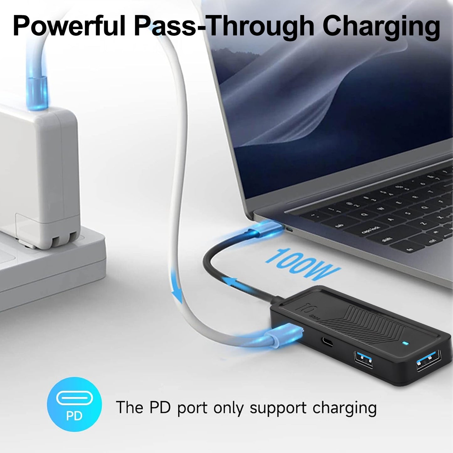 6-IN-1 USB 3.2 Type C Hub Card Reader - 10Gbps Fast Data Transmission SD/TF Card Reader and USB-C Adapter for MacBook Pro, PC, and More (Black)