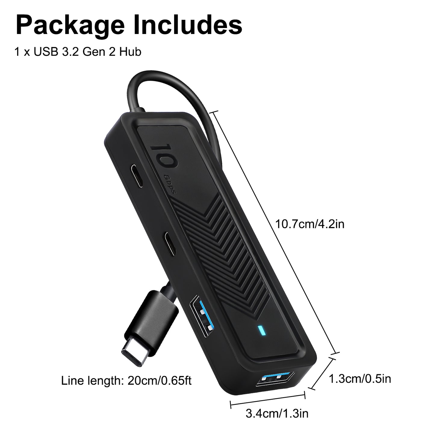 6-IN-1 USB 3.2 Type C Hub Card Reader - 10Gbps Fast Data Transmission SD/TF Card Reader and USB-C Adapter for MacBook Pro, PC, and More (Black)