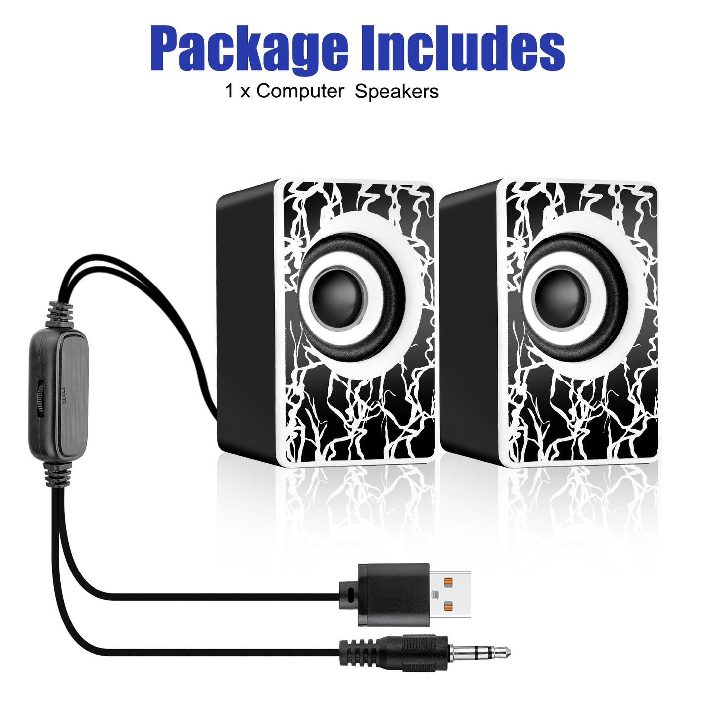 RGB Lighting usb wired small computer speakers - Subwoofer Stereo Bass Sound 3.5mm,for desktops laptops smartphones tablets