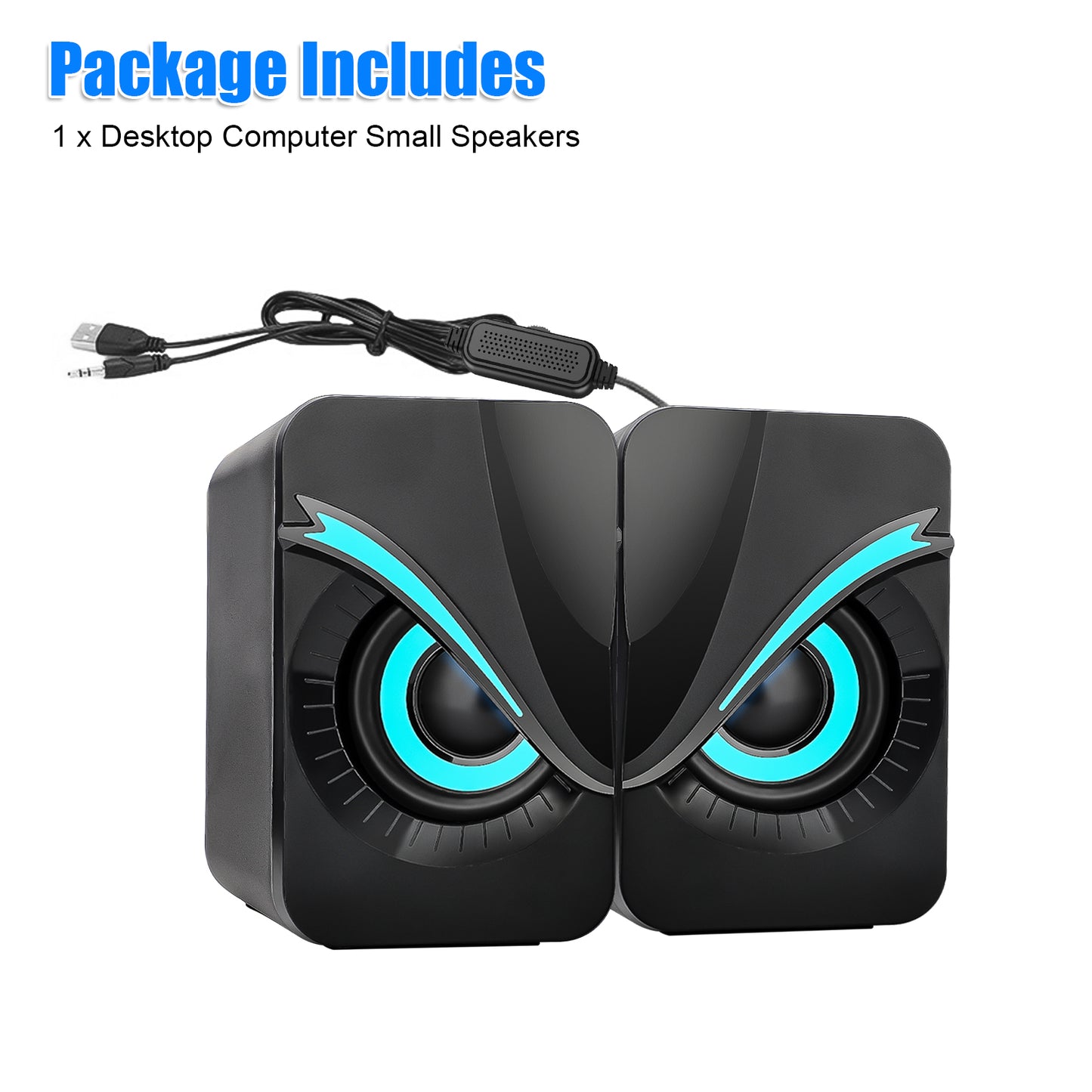 RGB Lighting Wired small Computer Speaker - Dual 3W Speakers, 3.5mm jack,USB Powered, Perfect for Music, Movies, and Gaming