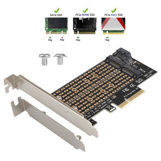 M.2 NGFF to Desktop PCIe x4 x8 x16 NVMe SATA Dual SSD PCI Express Adapter Card