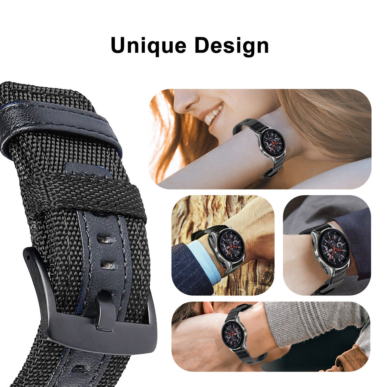 Compatible with Galaxy Watch 46mm Bands & Gear S3 Frontier Bands, 22mm Quick Release Nylon Sports Watch Band Strap Wristbands Bracelet fits for Gears S3 Classic / S3 Frontier Smart watch, Black