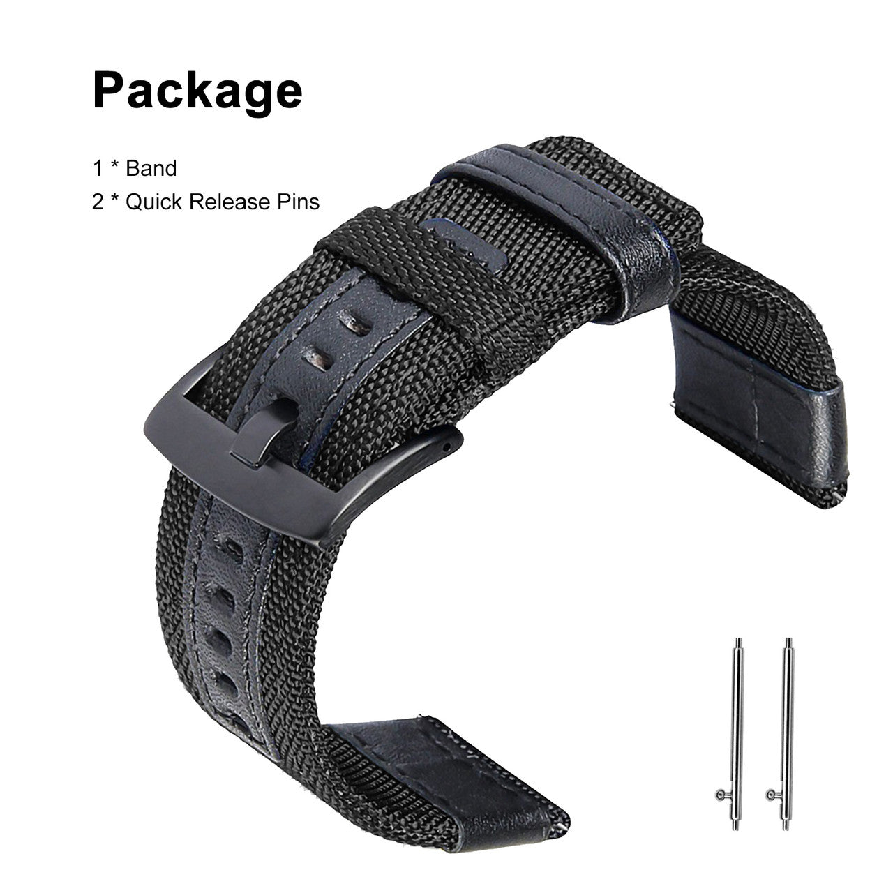 Compatible with Galaxy Watch 46mm Bands & Gear S3 Frontier Bands, 22mm Quick Release Nylon Sports Watch Band Strap Wristbands Bracelet fits for Gears S3 Classic / S3 Frontier Smart watch, Black