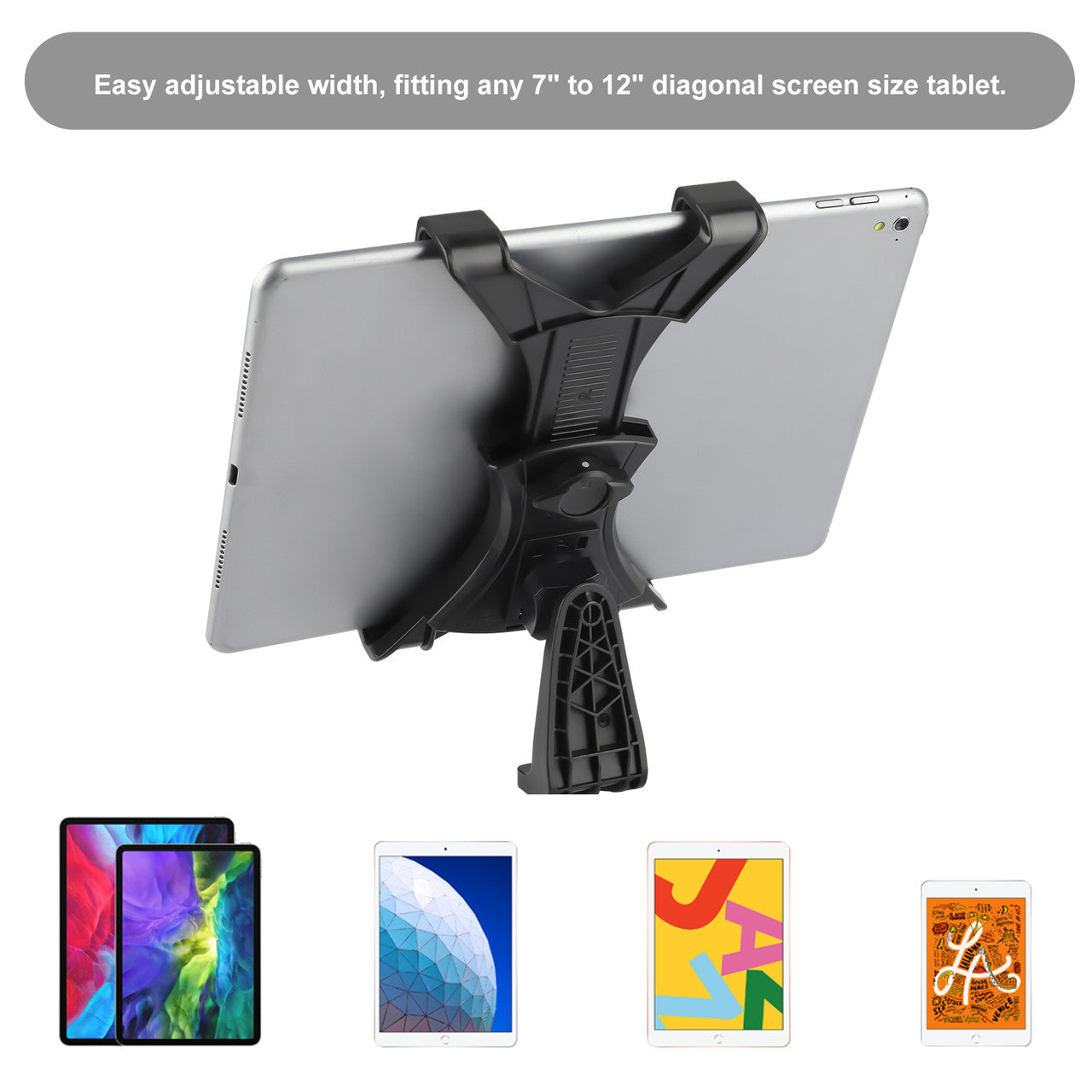 Tripod Mount for Tablet, Upgraded Universal Heavy Duty 360掳 Rotatable Tiltable Anti-Wobble Tablet Tripod Mount Adapter Holder Fit for iPad Mini Pro Air, Samsung Galaxy Tabs, 7-12" Devices