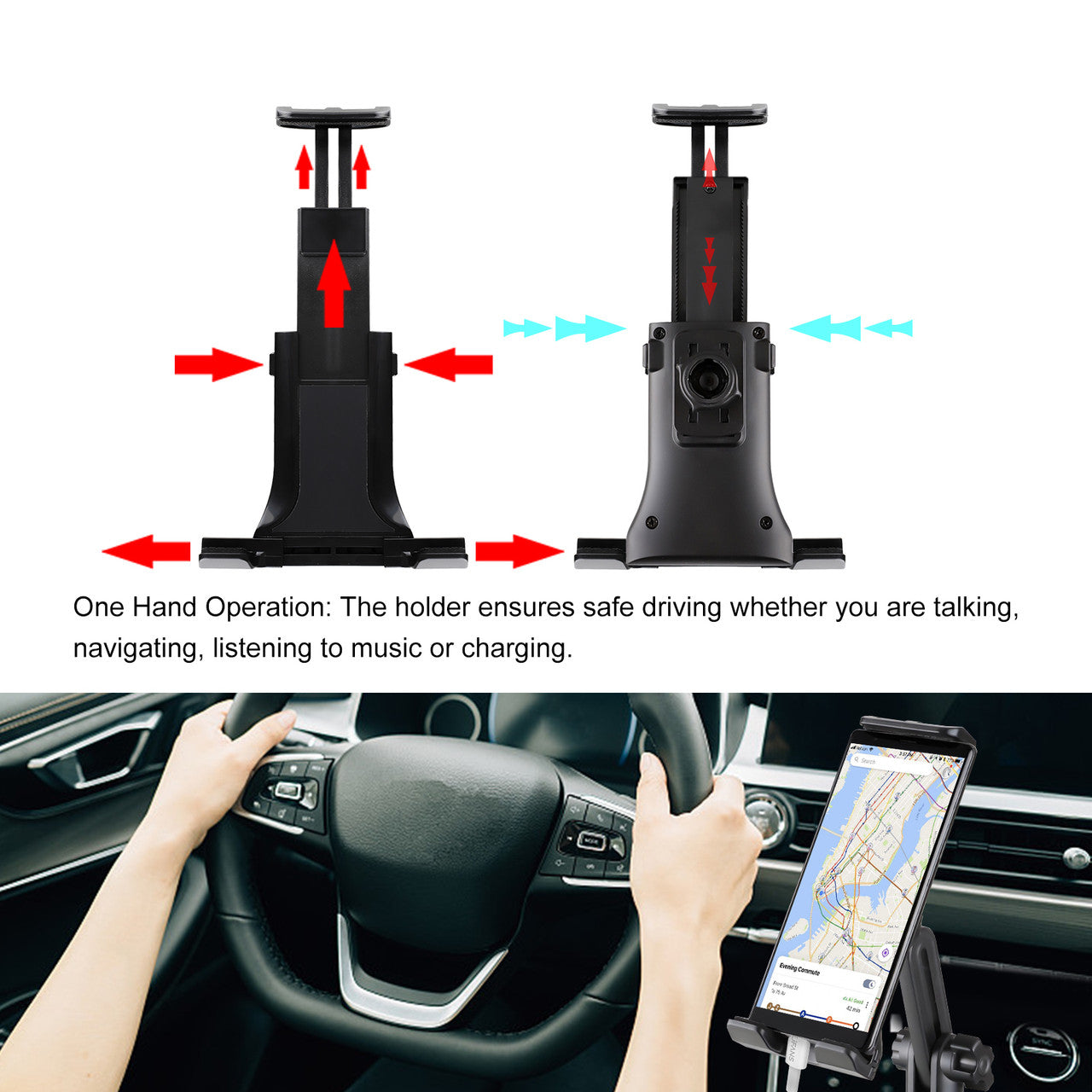 Car Cup Holder Phone Mount, 2-in-1 Universal Adjustable Cup Holder Tablet Mount Fit for iPhone 12/11 Pro/11/XS Max/XR/X, Samsung Galaxy S20/S10/S9, iPad Pro 2020, iPad Pro/12.9/11/10.5/9.7, iPad Mini