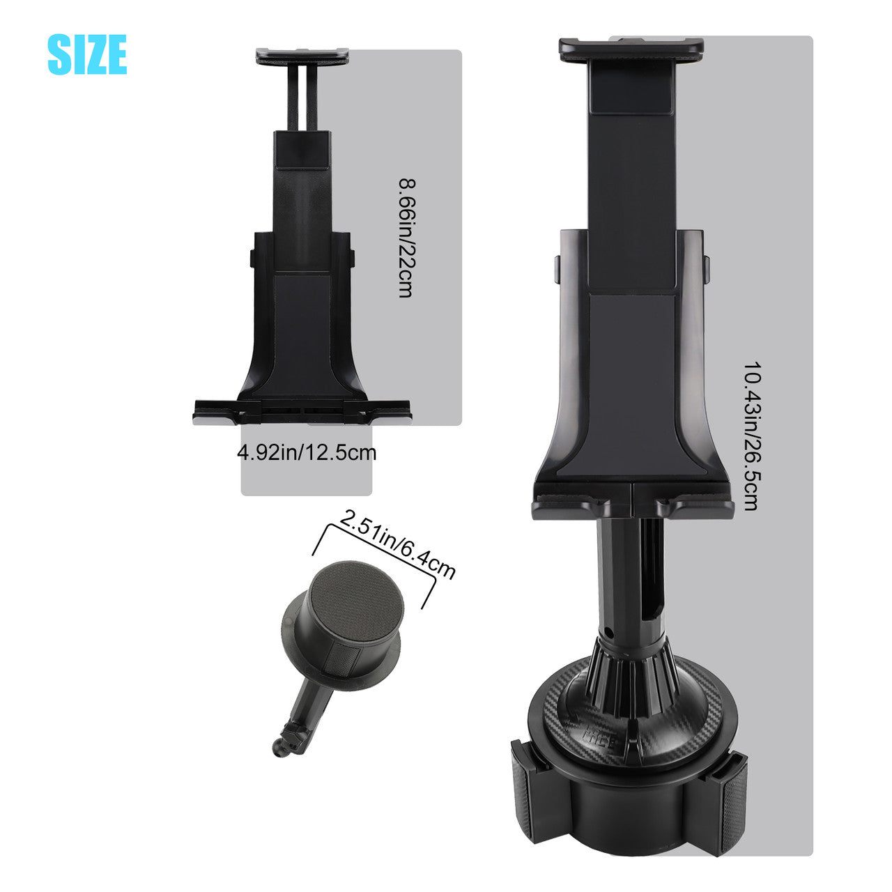Car Cup Holder Phone Mount, 2-in-1 Universal Adjustable Cup Holder Tablet Mount Fit for iPhone 12/11 Pro/11/XS Max/XR/X, Samsung Galaxy S20/S10/S9, iPad Pro 2020, iPad Pro/12.9/11/10.5/9.7, iPad Mini