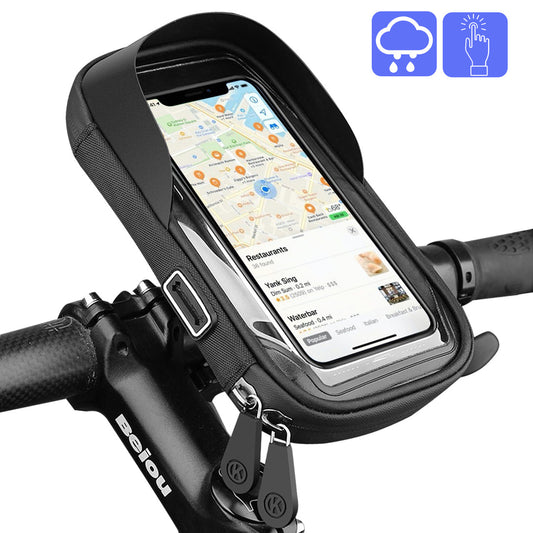 Bike Bicycle Phone Mount Bags, Waterproof Front Frame Top Tube Handlebar Bags with Touch Screen, Phone Holder Case Sports Bicycle Bike Storage Bag Cycling Pack Fits for iPhone and More 4鈥?- 6.5鈥?Phone