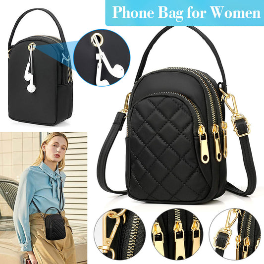 Multi-Pocket Crossbody Phone Bag Wallet for Women, with Shoulder Strap Fit for iPhone,Samsung, Black