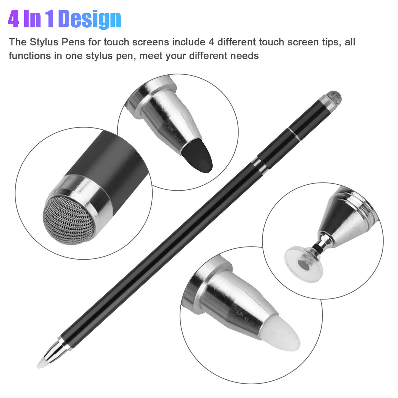Universal Capacitive Stylus Pens, High Sensitivity and Precision for iPhone Samsung, Black