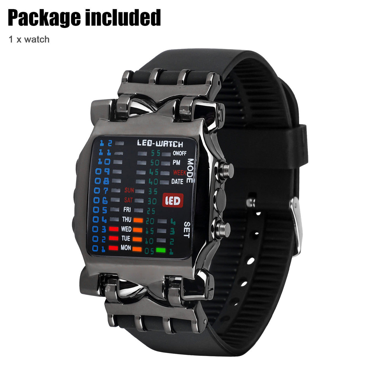 Luxury Men's Steel Watch LED Sports Date Digital Bracelet Wristwatch