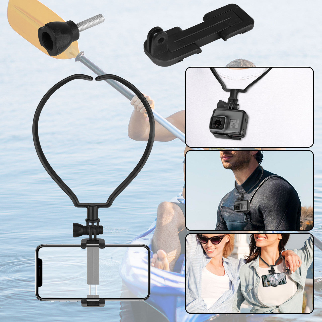 Chest Strap Collar Bracket Smart Phone Clip Accessories Mount - Smartphone Selfie Neck Holder Mount Gopro Hero,Akaso, Dji Osmo, Action Cameras