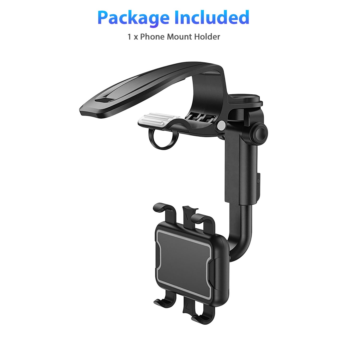 Dual-clip Car Phone Holder Mount Compatible with all mobile phones and devices with a width of 68mm - 94mm.