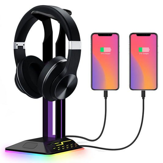 Multifunctional RGB Headphone Stand with USB 2.0 Ports, Lighting Effects, Stable and Secure