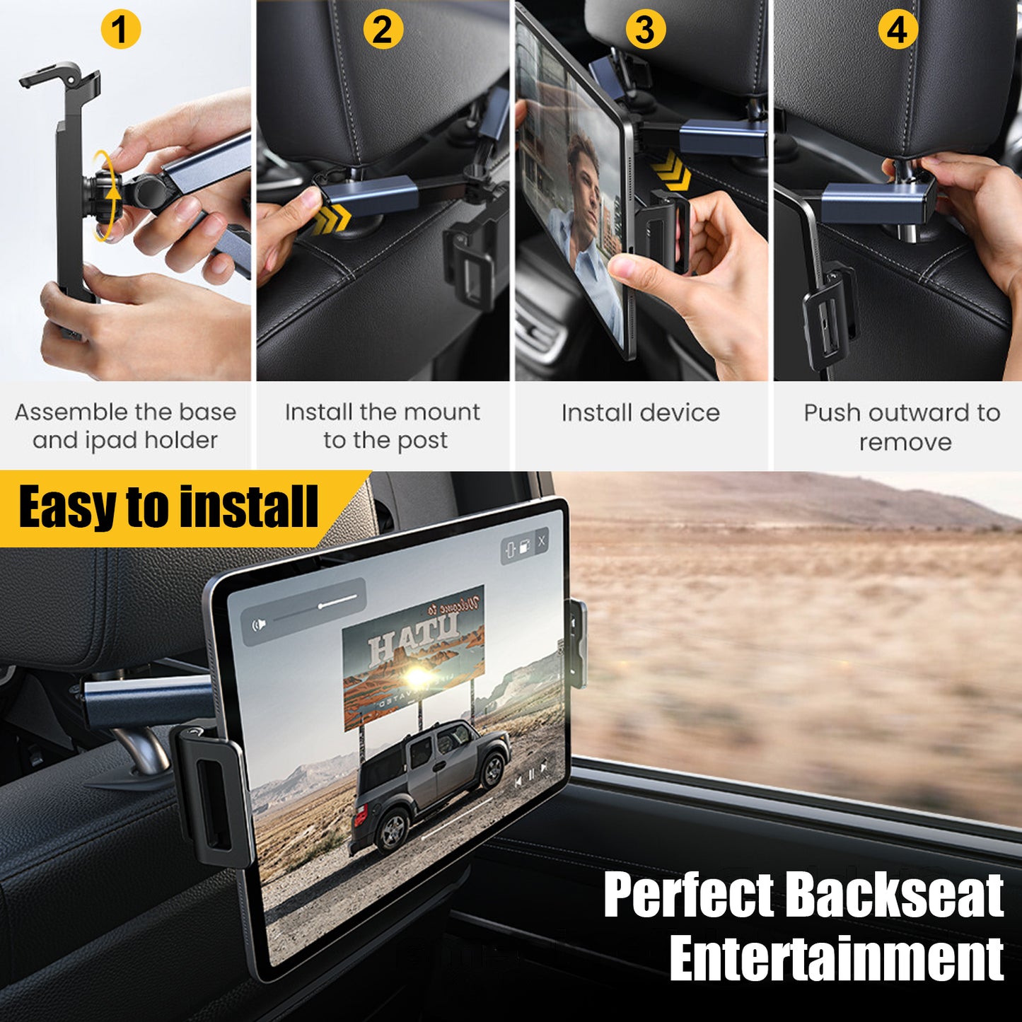 360 degrees Car Backseat Headrest Tablet Holder