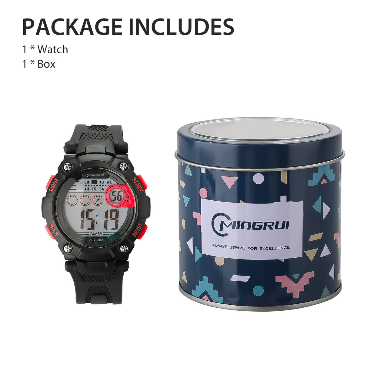 Multi-Function 30M Waterproof Watch LED Digital Double Action Electronic Watch for Kids