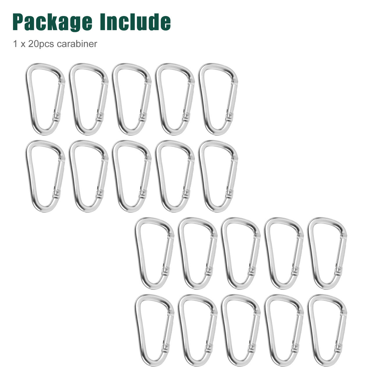 D-shaped silver carabiner for Outdoor Activities and Versatility, 20pcs