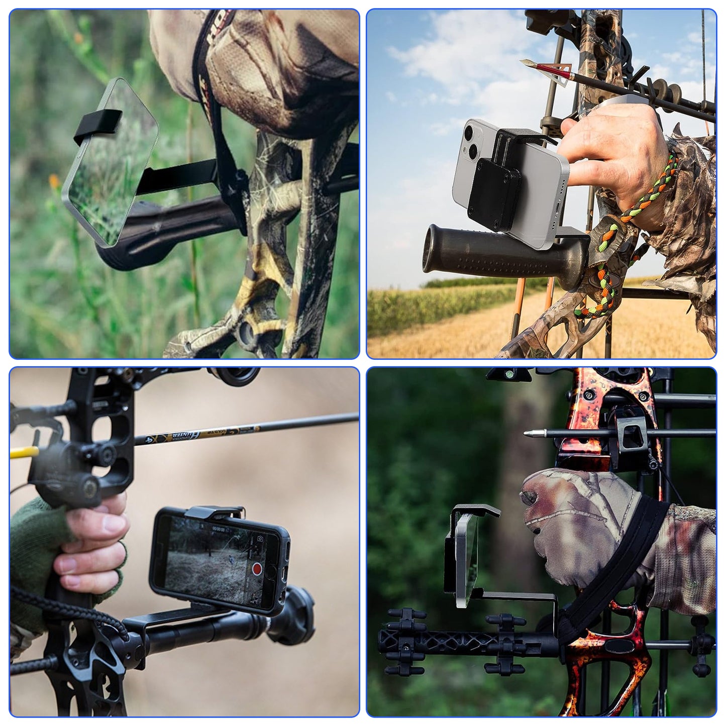 Universal Smartphone Camera Bow Mount Phone Holder - Bow Phone Mount for Compound and Recurve Bow Archery Hunting Shooting Record