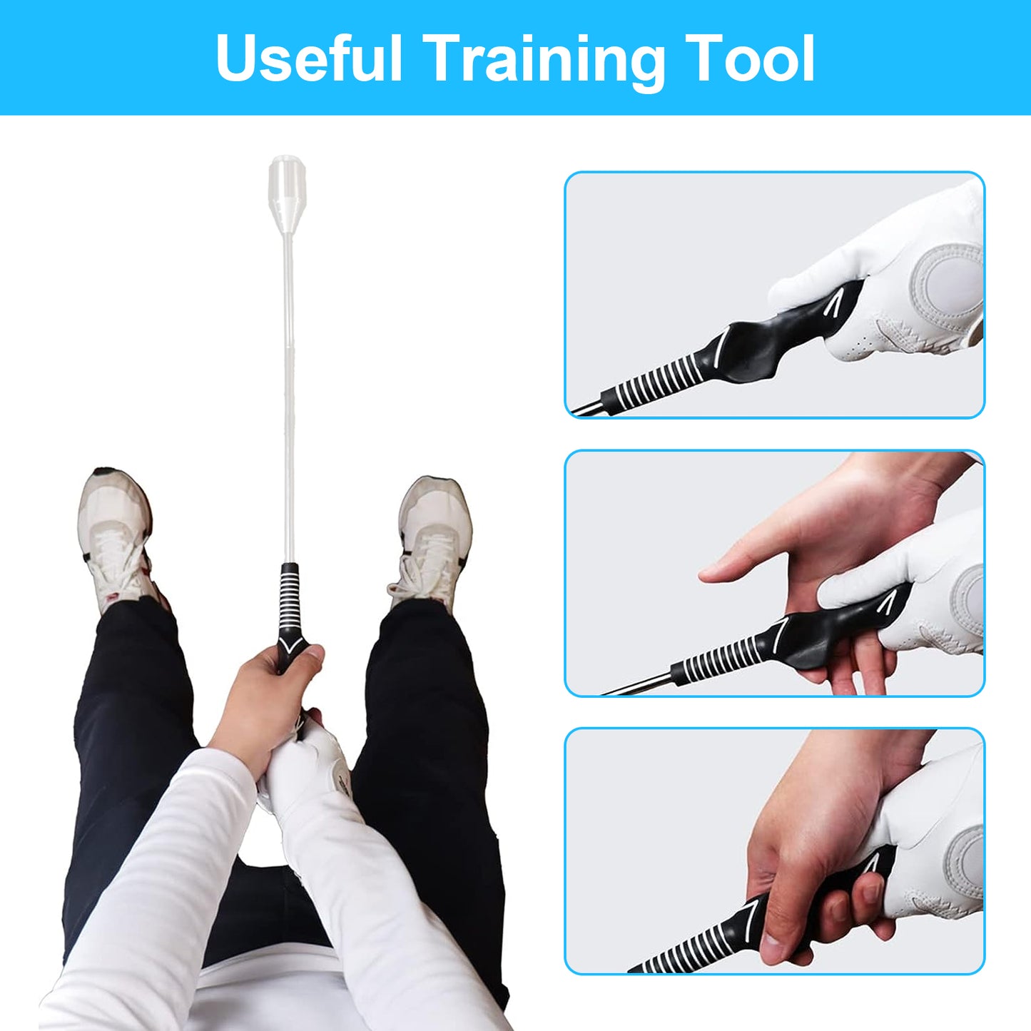 2 pcs Golf Training Grip - Lightweight and Durable Rubber Grip,Golf Club Grips Swing Training Grip Outdoor Teaching Practice Aid