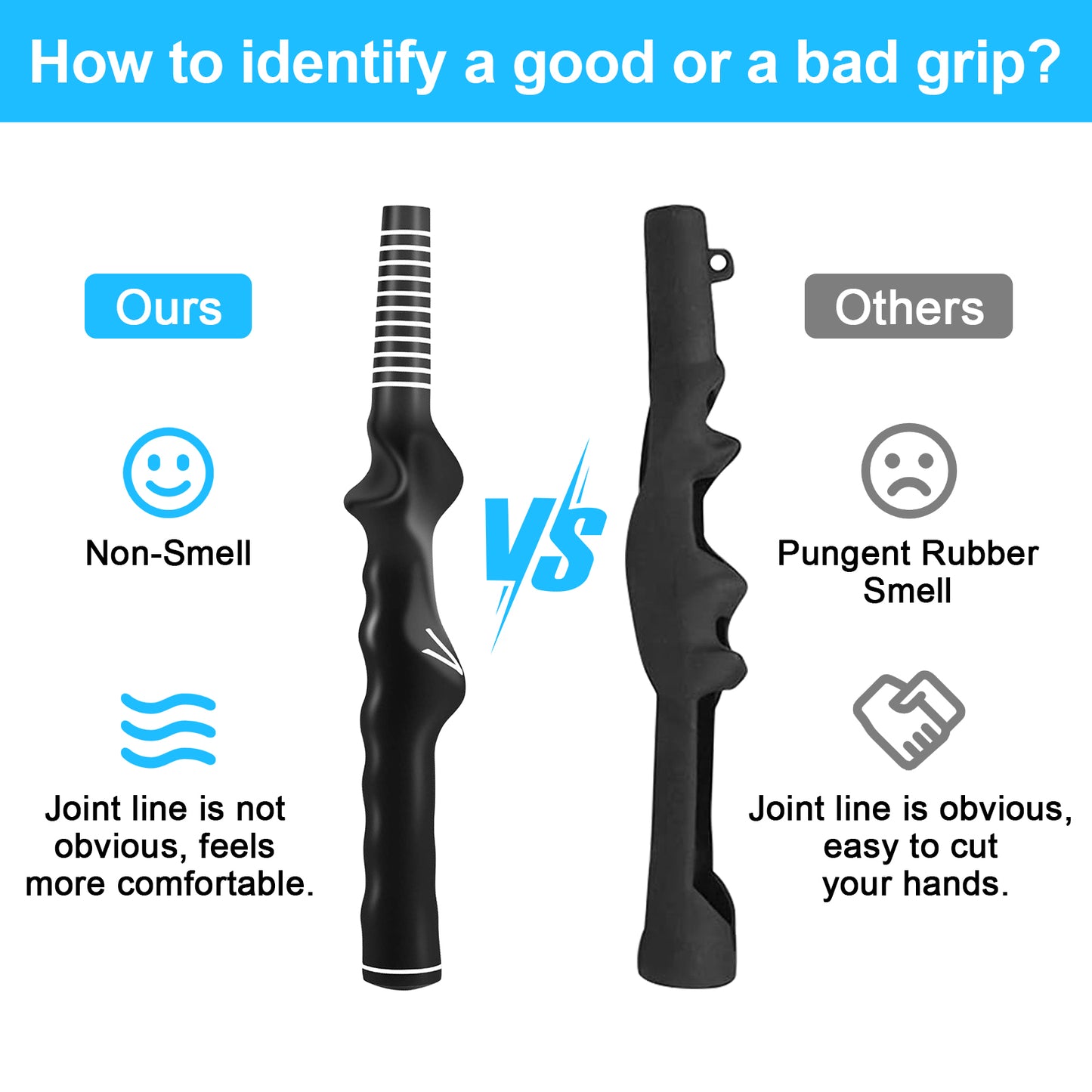 2 pcs Golf Training Grip - Lightweight and Durable Rubber Grip,Golf Club Grips Swing Training Grip Outdoor Teaching Practice Aid