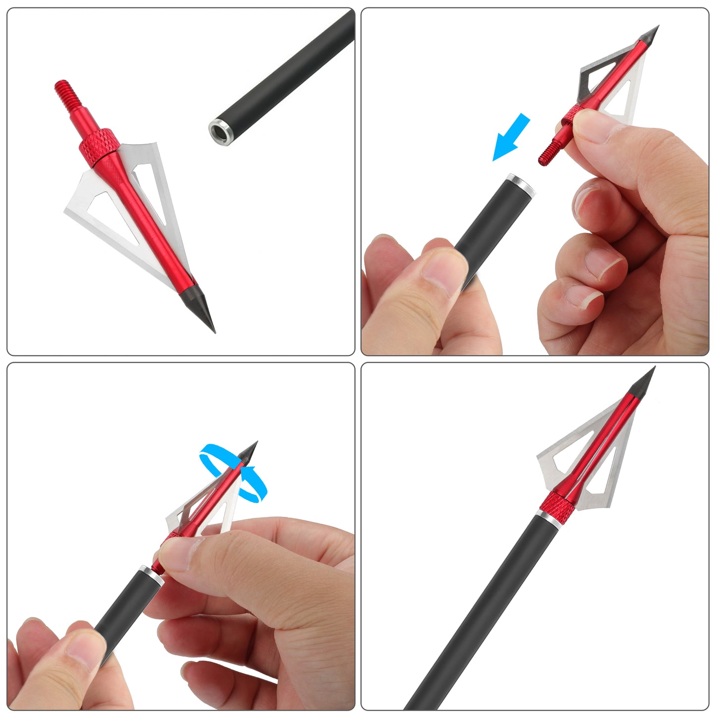 12 Pcs Hunting Archery Broadheads Set - 3 Blades Archery 100 Grain Screw-in Arrow Tips, Compatible with Crossbow Compound Bow