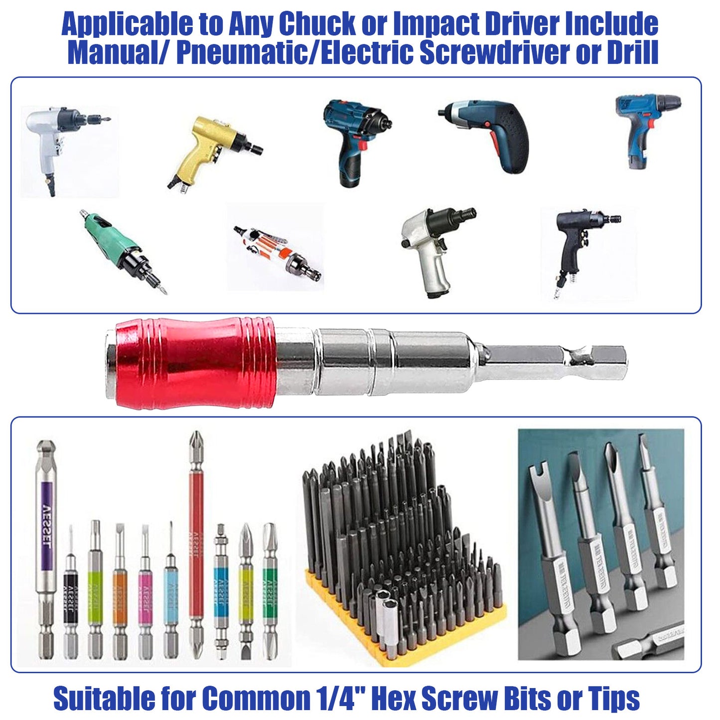 2pcs Magnetic Screwdriver Extension Drill Bit