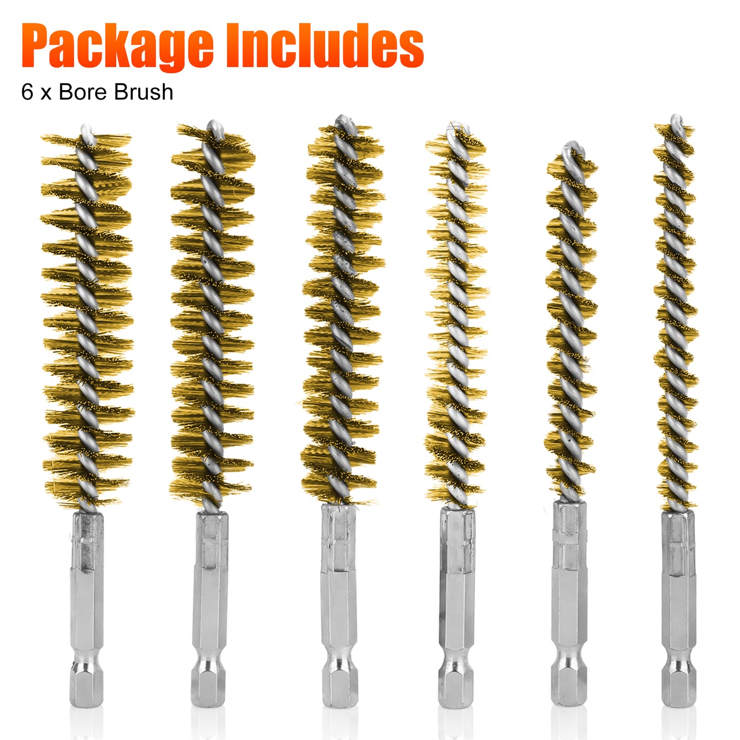 High-Quality Brass Bore Cleaning Brushes - Set of 6 Wire Brushes for Cleaning, Polishing, and Rust Removal