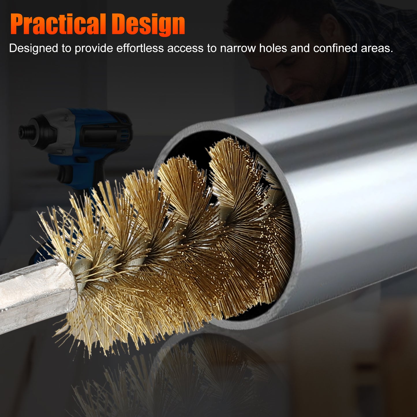 High-Quality Brass Bore Cleaning Brushes - Set of 6 Wire Brushes for Cleaning, Polishing, and Rust Removal