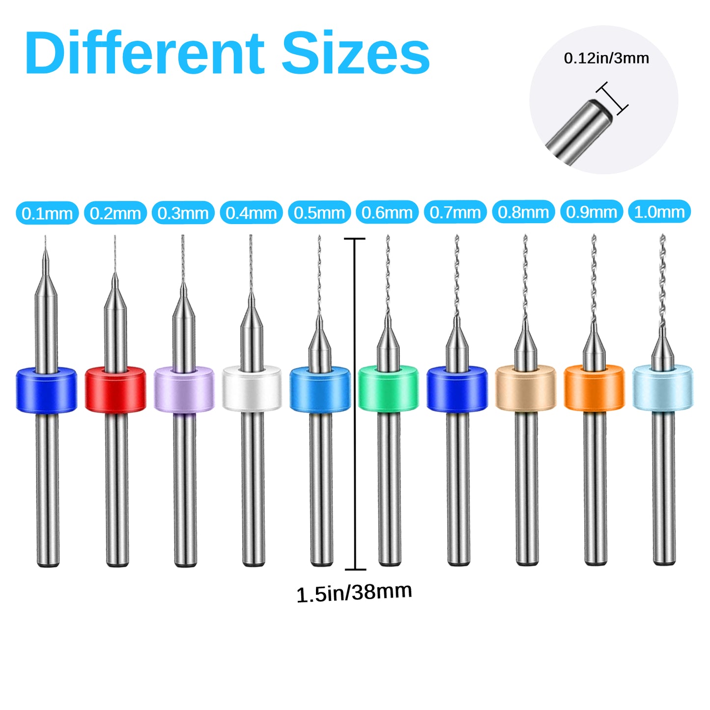 50 PCS 0.1mm to1mm Carbide Micro PCB Drill Bits Set - mini drill Bit tungsten steel carbide for print circuit board cnc drill Bits Machine