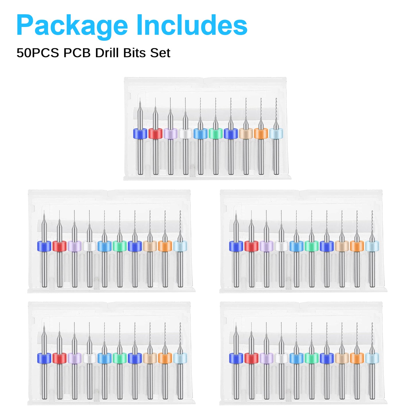 50 PCS 0.1mm to1mm Carbide Micro PCB Drill Bits Set - mini drill Bit tungsten steel carbide for print circuit board cnc drill Bits Machine