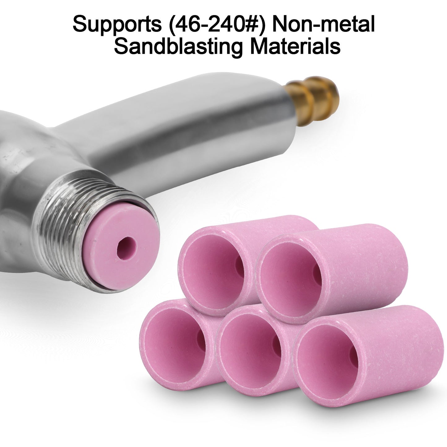 Aluminum Alloy Sand Blaster Gun Kit - Versatile Grinder for Light Metals, Ergonomic Design, 5 Ceramic Nozzles Included