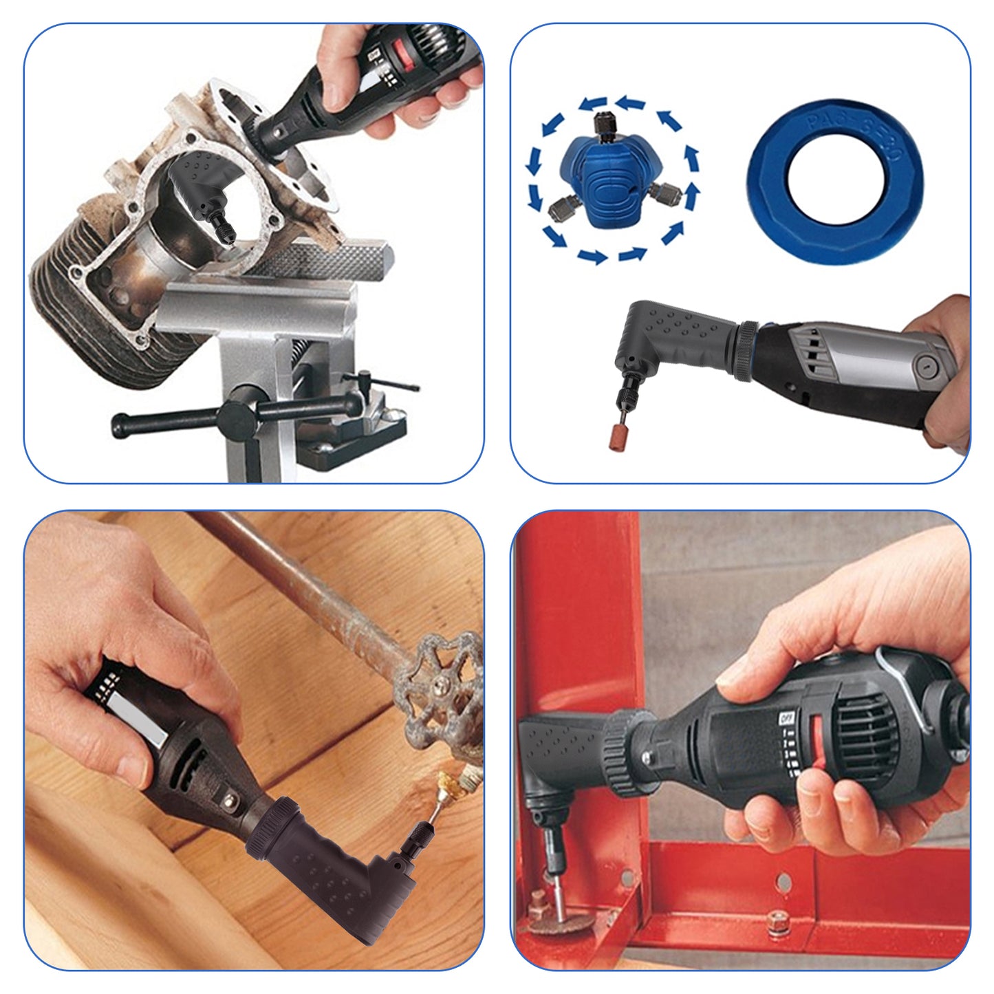 Right Angle Converter Rotary Tool Adapter Attachment for Dremel Electric Grinder - Compatible with 4000, 3000, 8200, 275 Models