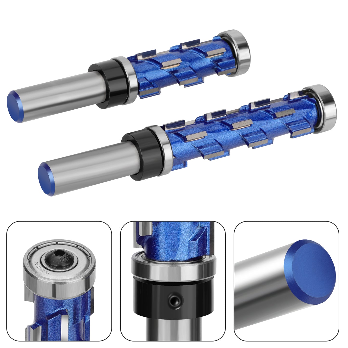 1/2'' Shank Flush Trim Router Bit 44.5mm - Durable, Precise Wood Trimming,Enhanced Efficiency with Multi-Blade Technology and Double Bearings ,Ideal for Wood Sanding Patterns and Edges on Multiple Surfaces