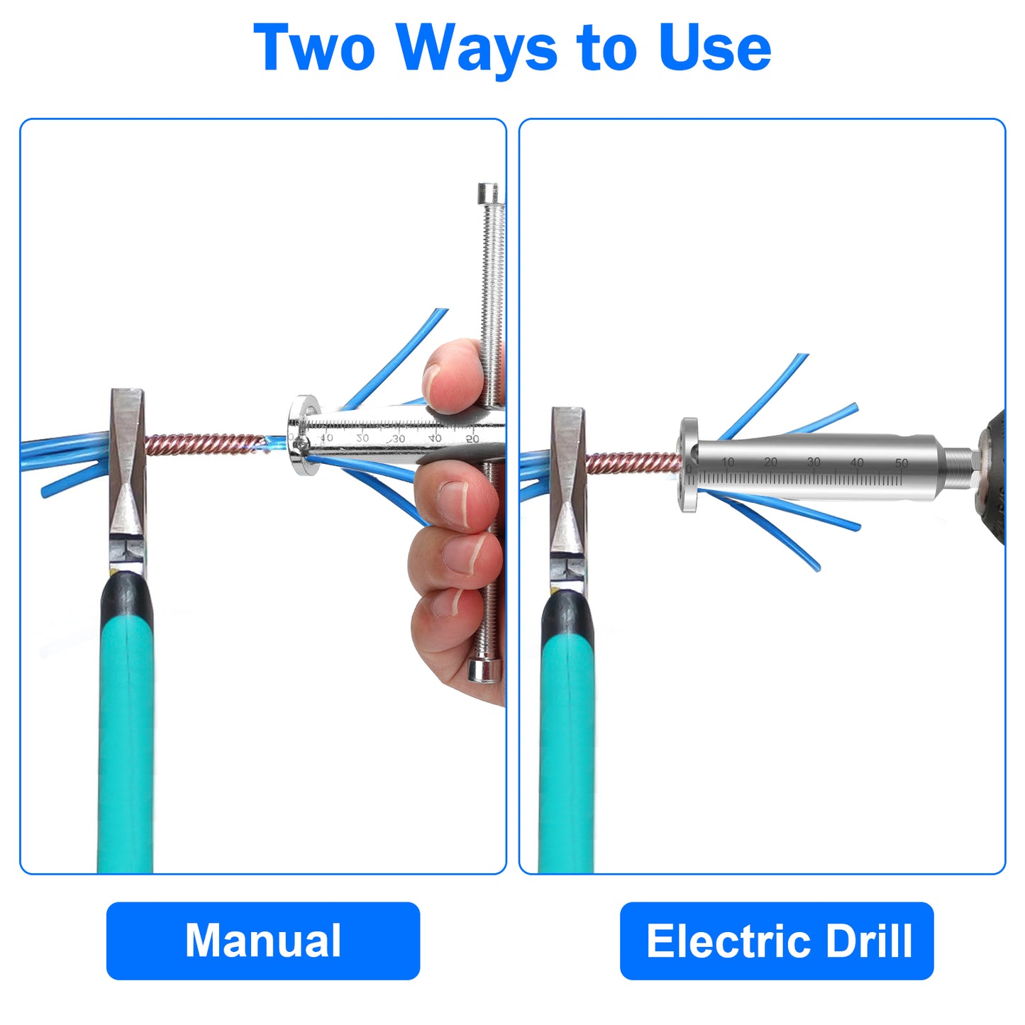 2pcs 2 in 1 Electrical Drill Manual Wire Stripping and Twisting Tool - Premium 45# Precision Steel,Twist 2-5 way wires,Enhance Efficiency for Power Drill Drivers (2.5-4 Square)