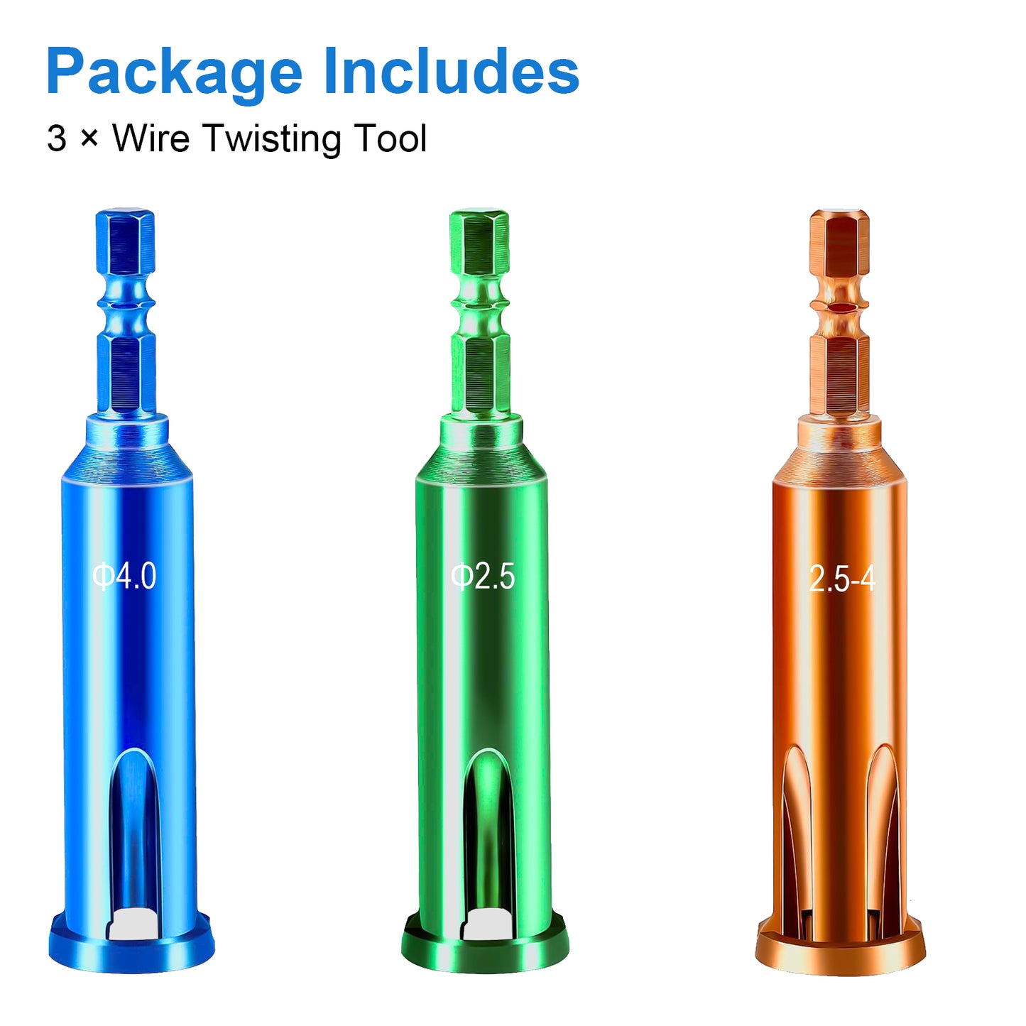 3 Pcs Wire Stripping and Twisting Tool Set - Durable Metal Construction,Electric Drill Compatible,3 Way and 5 Way Universal Designs for Various Wire Sizes and DIY Projects