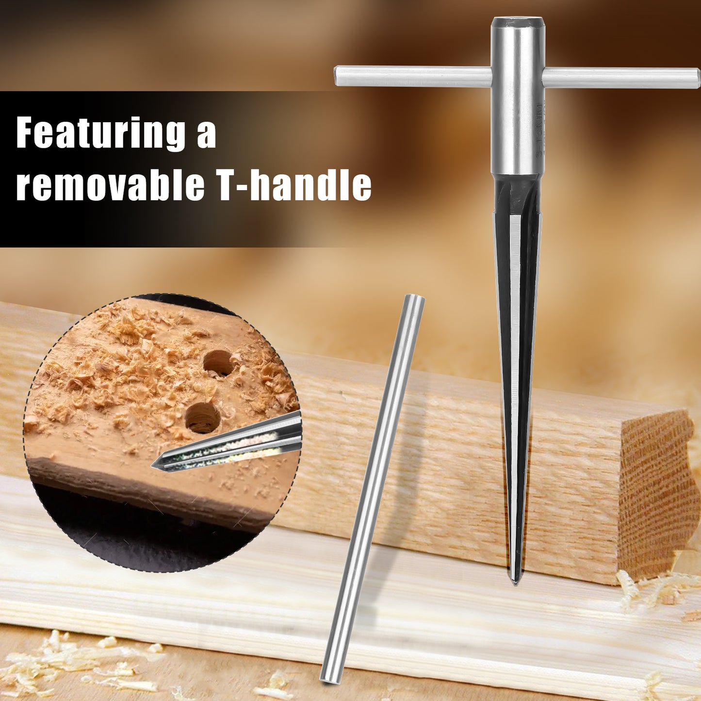 2pcs T Handle Tapered Reamer Set - (1/8 "-1/2 ")3-13mm and (3/16"-5/8" )5-16mm Bridge Pin Hole Hand Reamers,Detachable Metal Taper Reamer Tool,Ideal for reaming holes in metal sheets and plastic
